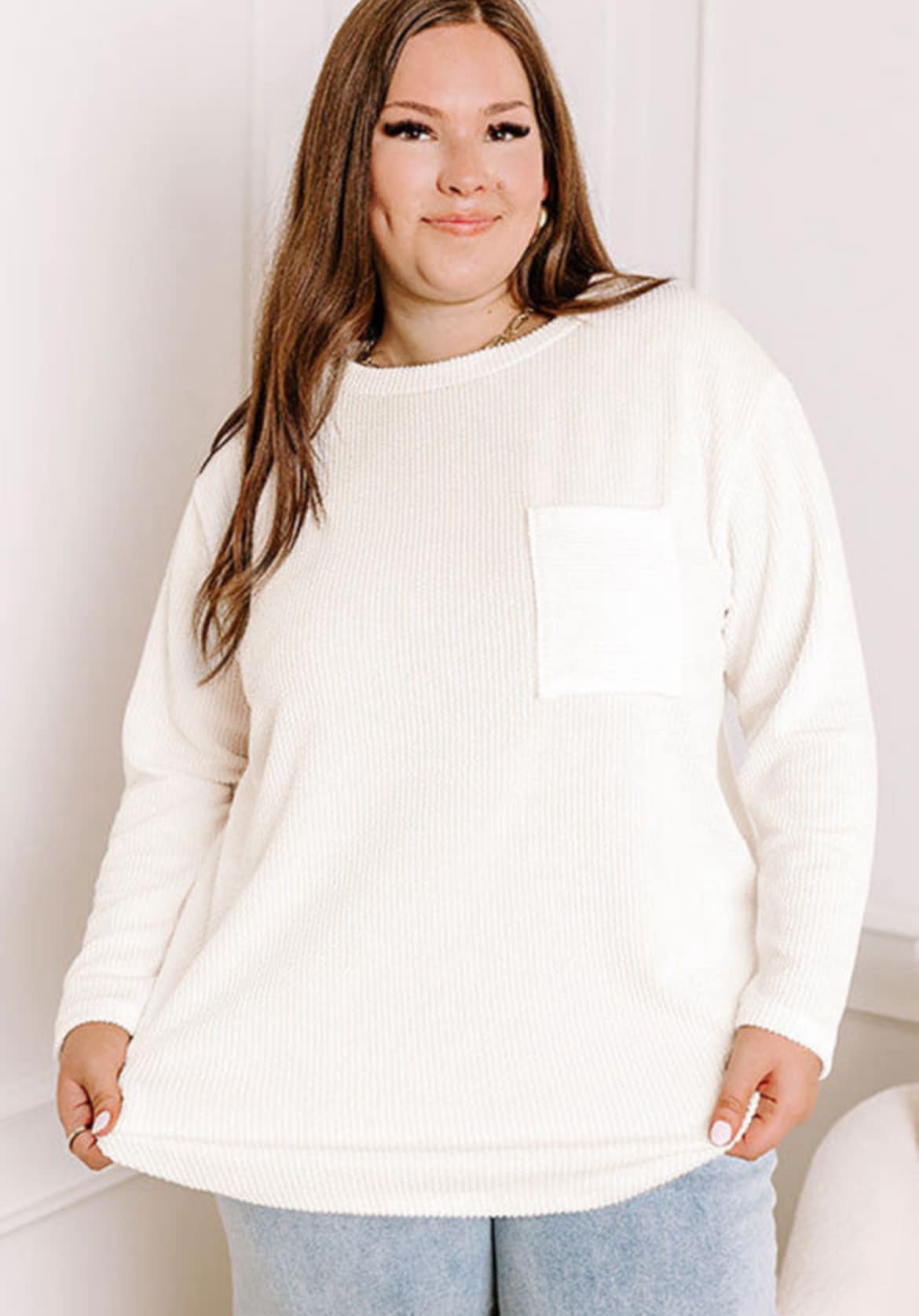 Plus Size Ribbed Soft Long Sleeve Top