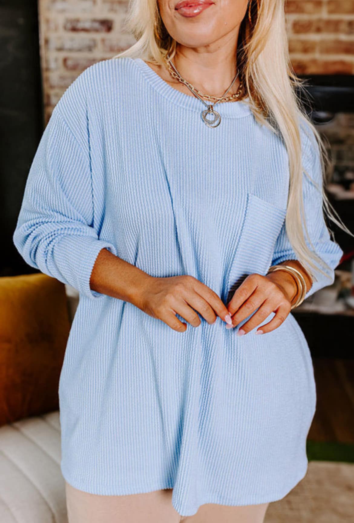 Plus Size Ribbed Soft Long Sleeve Top