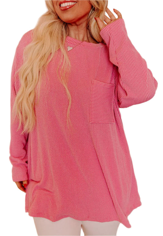 Plus Size Ribbed Soft Long Sleeve Top