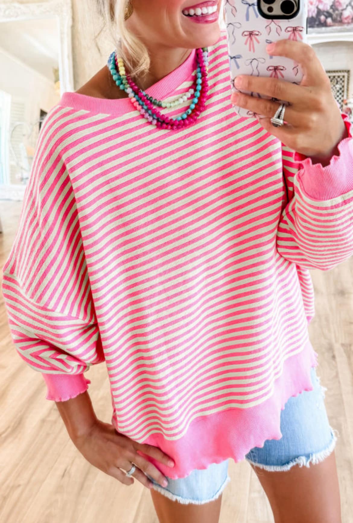 Stripe Loose Neck Top