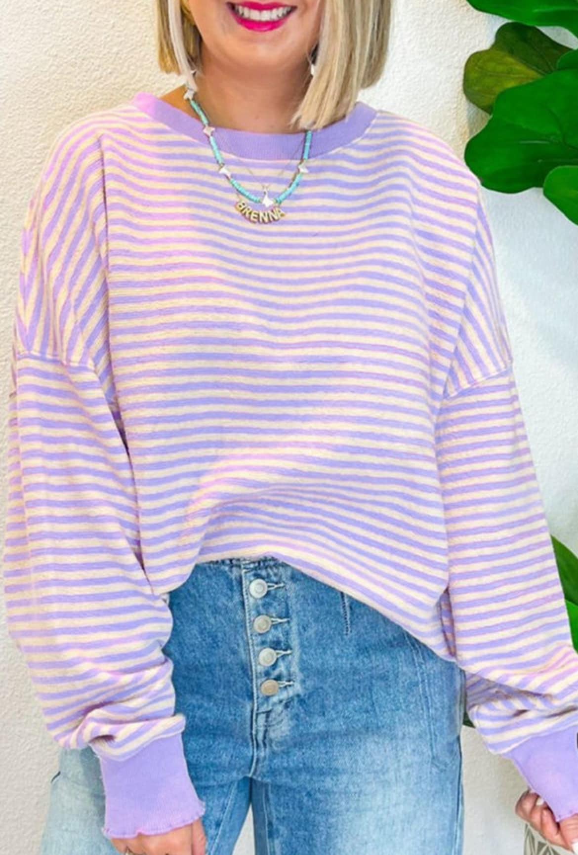 Stripe Loose Neck Top