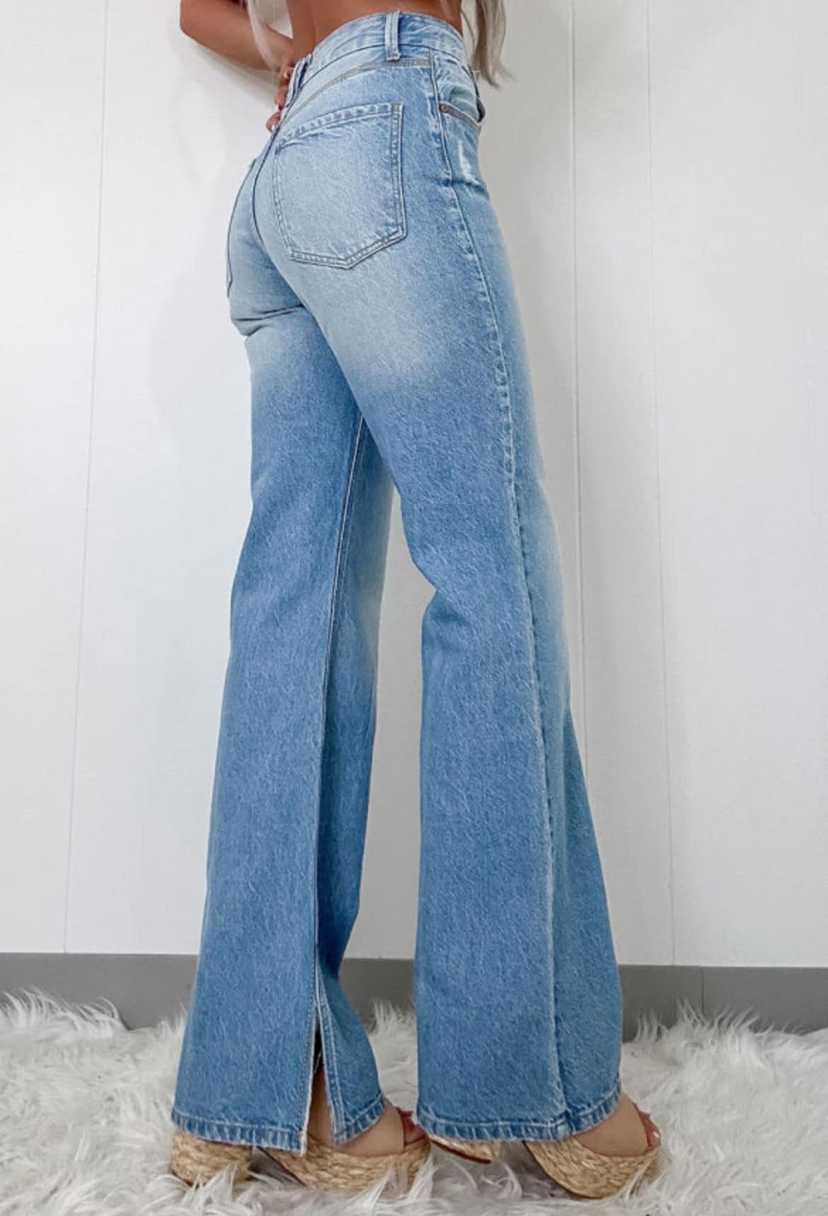 High Rise Slit Leg Jeans