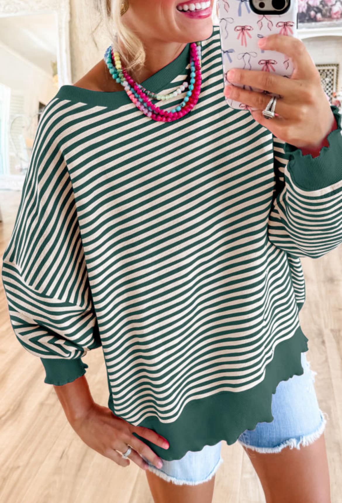 Stripe Loose Neck Top