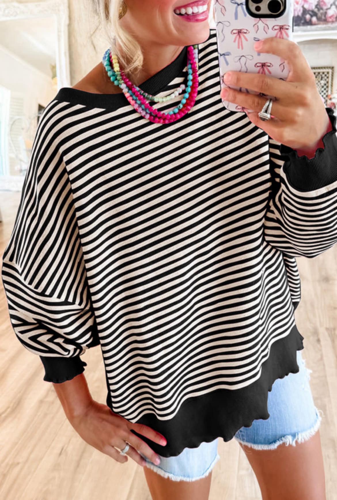 Stripe Loose Neck Top