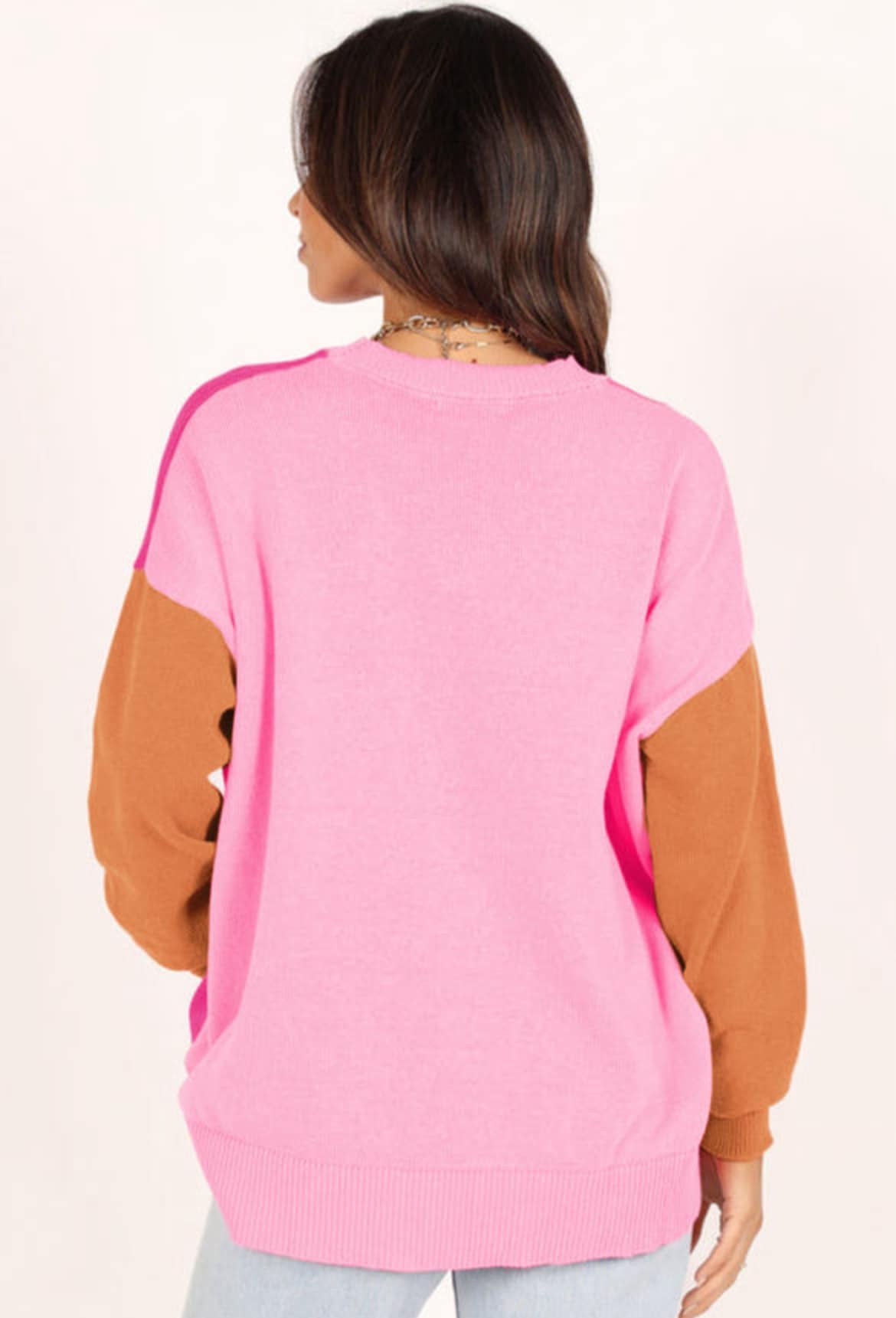 Pink and Orange Colorblock Sweater