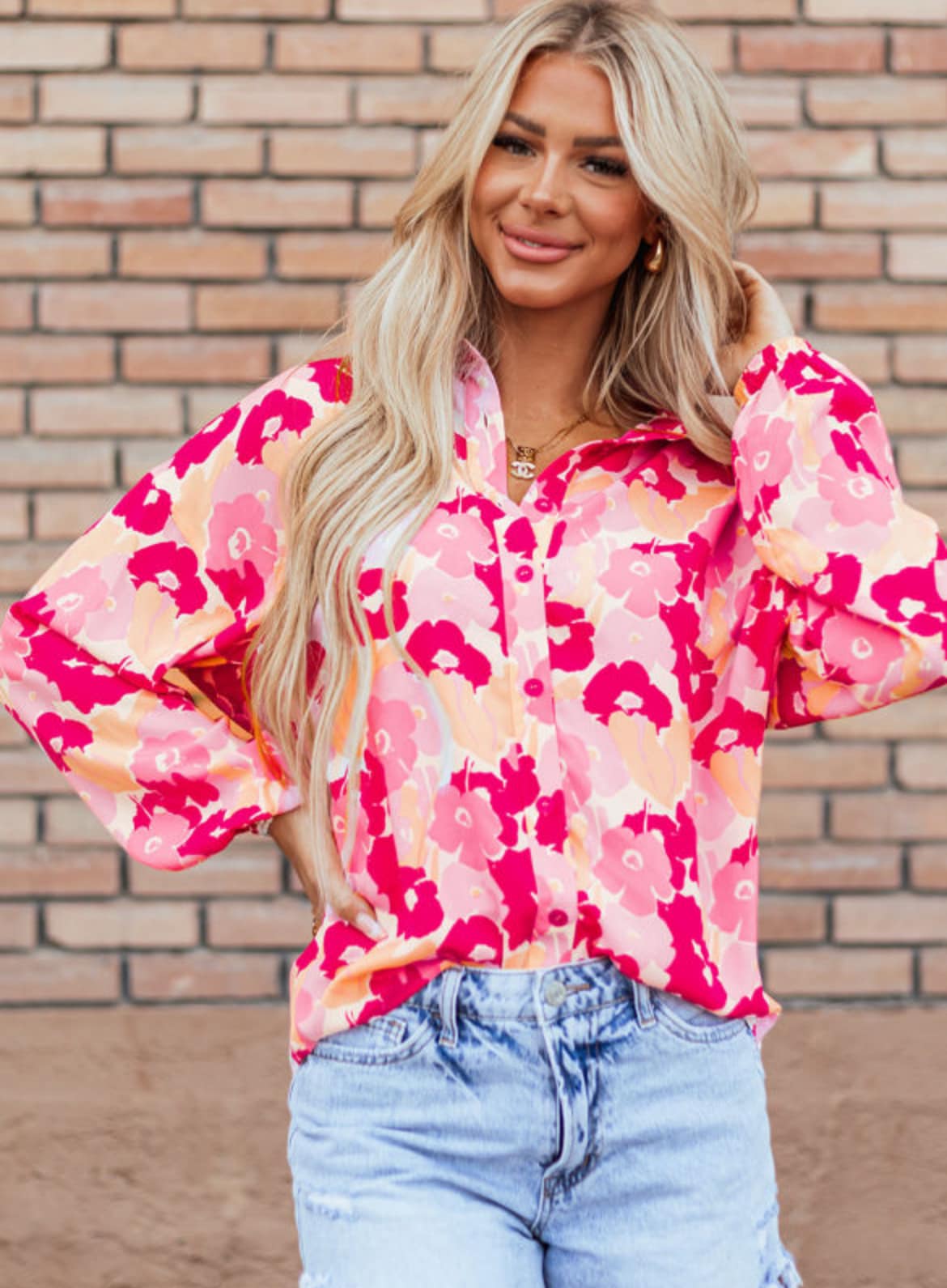 Pink Leopard Patterned Blouse