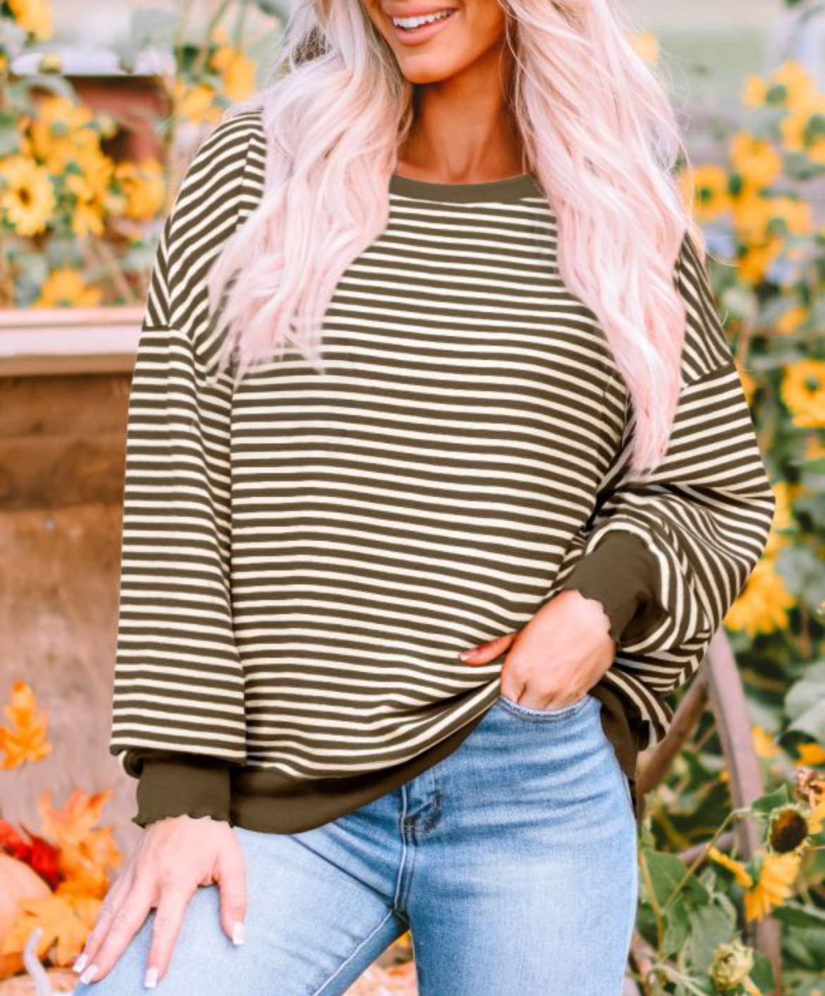 Striped Color Loose Fit Top