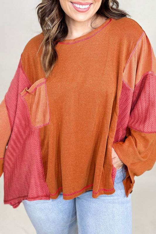 Plus Size Colorblock Top