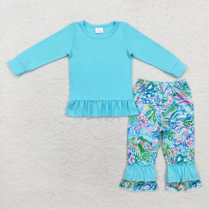 Girls Flowers Pants Set