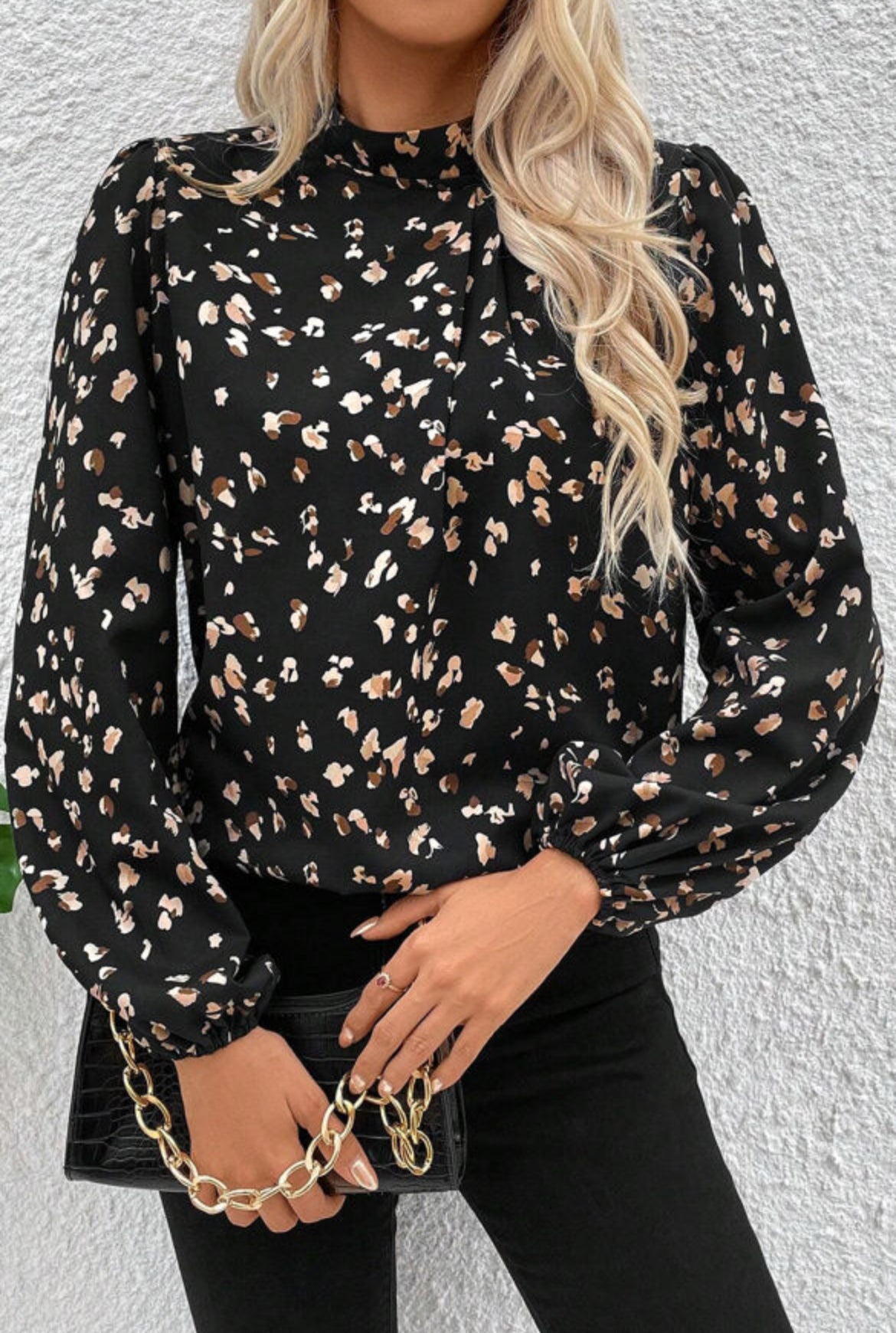 Leopard Printed Pleated Blouse