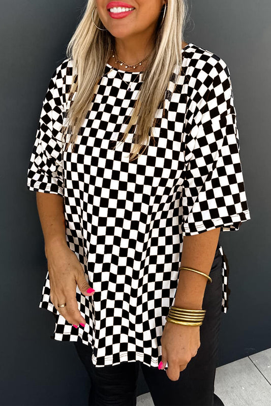 Plus Size Checkered Top