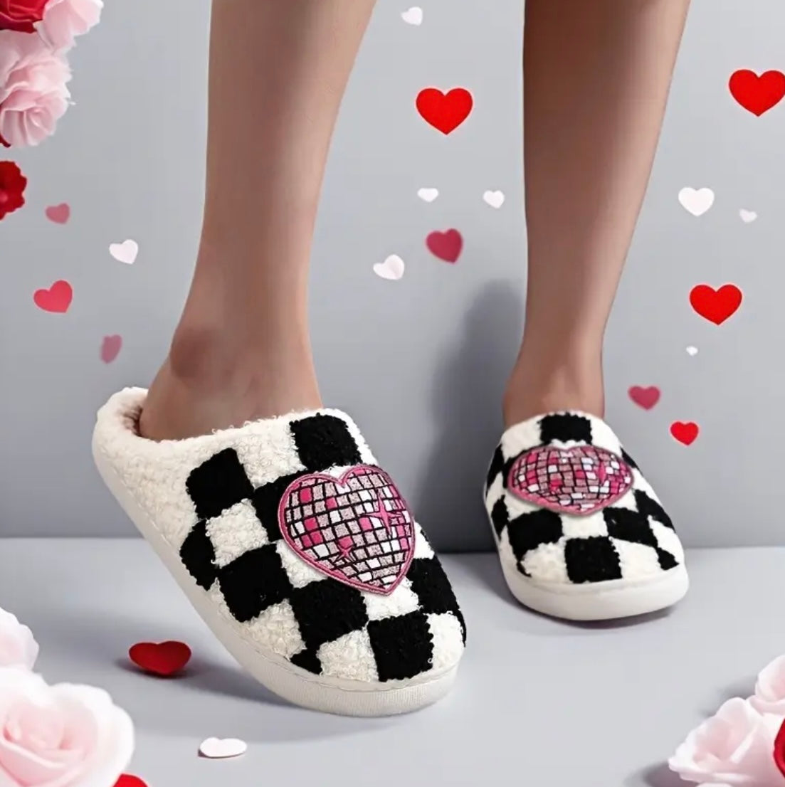 Checkered Disco Vday Slippers