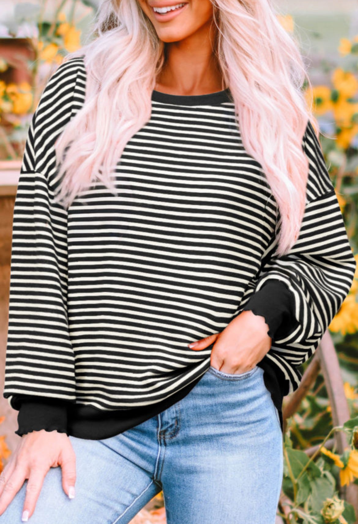 Striped Color Loose Fit Top