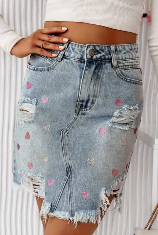 Hearted Denim Skirt