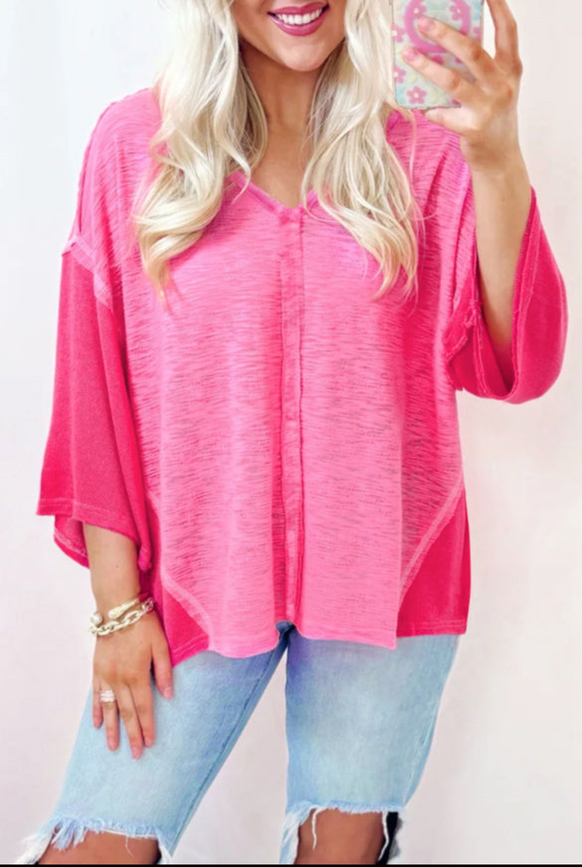 Seamed Pink Loose Top