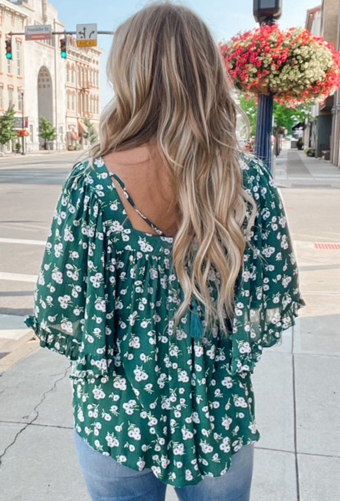 Plus Size Green Floral Blouse