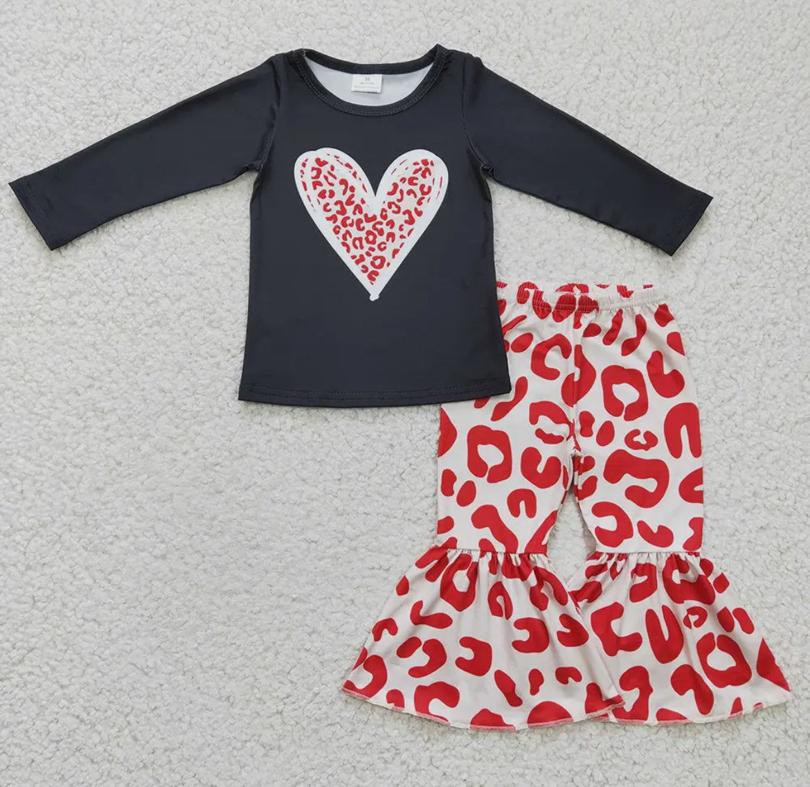 Red Leopard Heart Bell Set