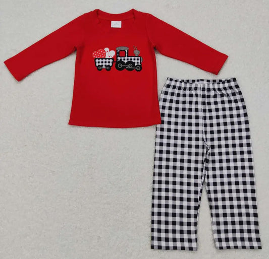 Boys Checkered Love Train Set