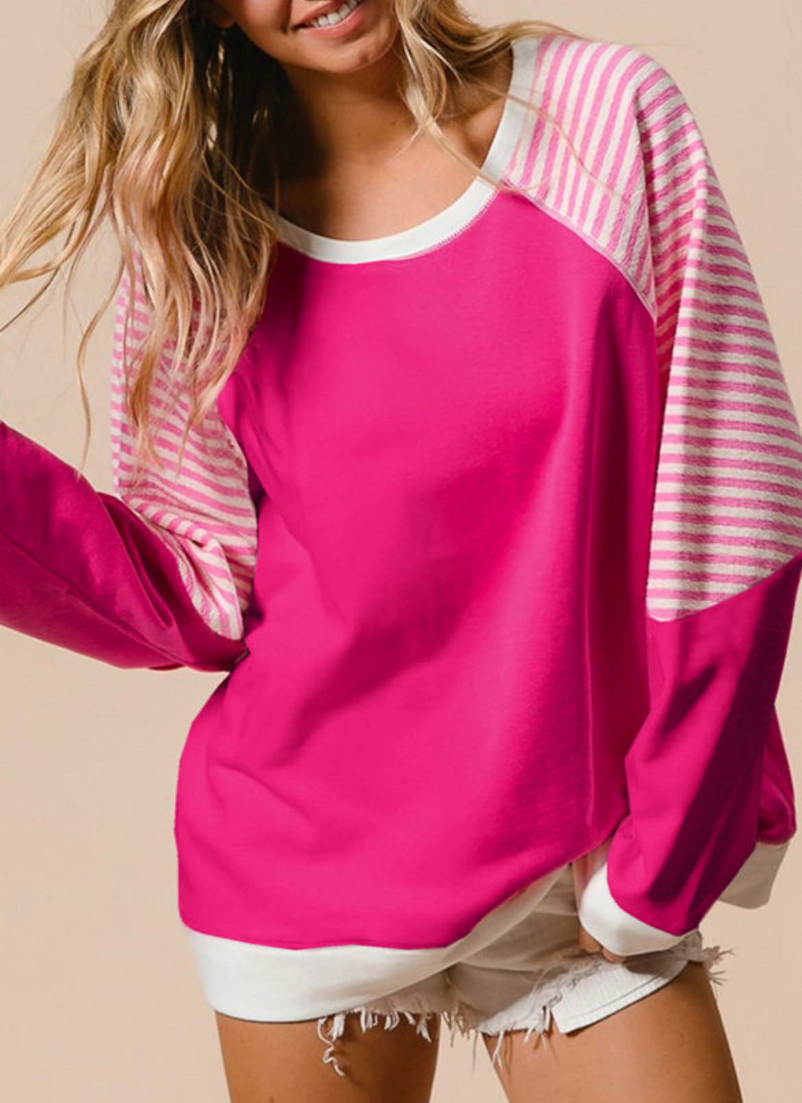 Pink Stripe Sleeve Top