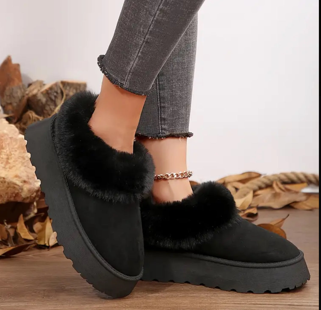 Fur Lined Slip On Winter Boots