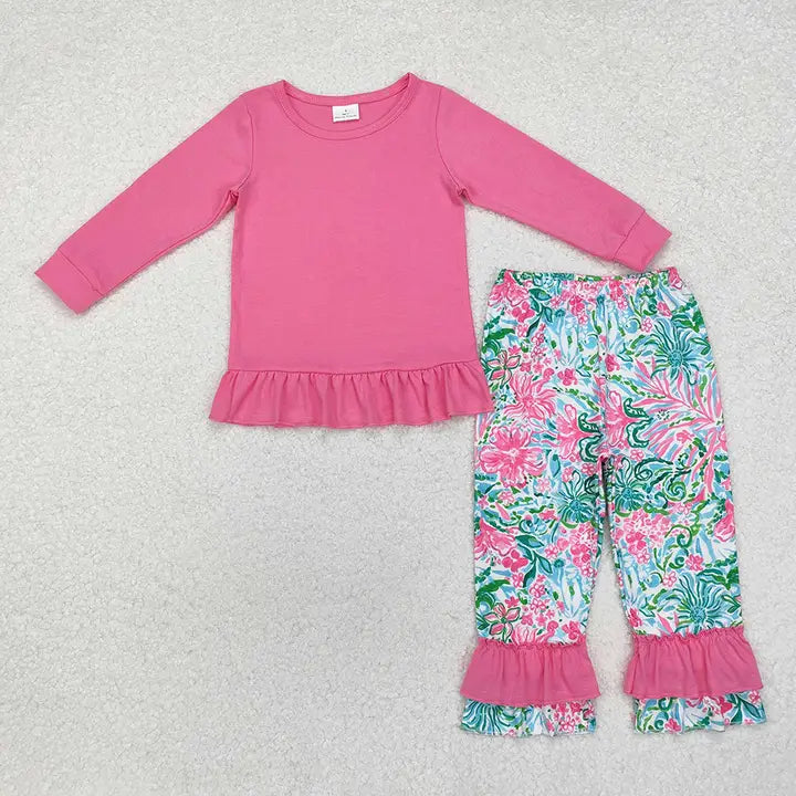 Girls Flowers Pants Set